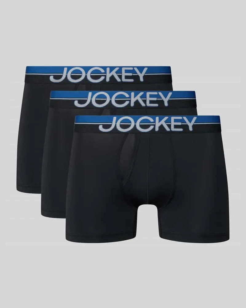 Jockey Slim Fit Trunks mit Logo-Stitching im 3er-Pack Black