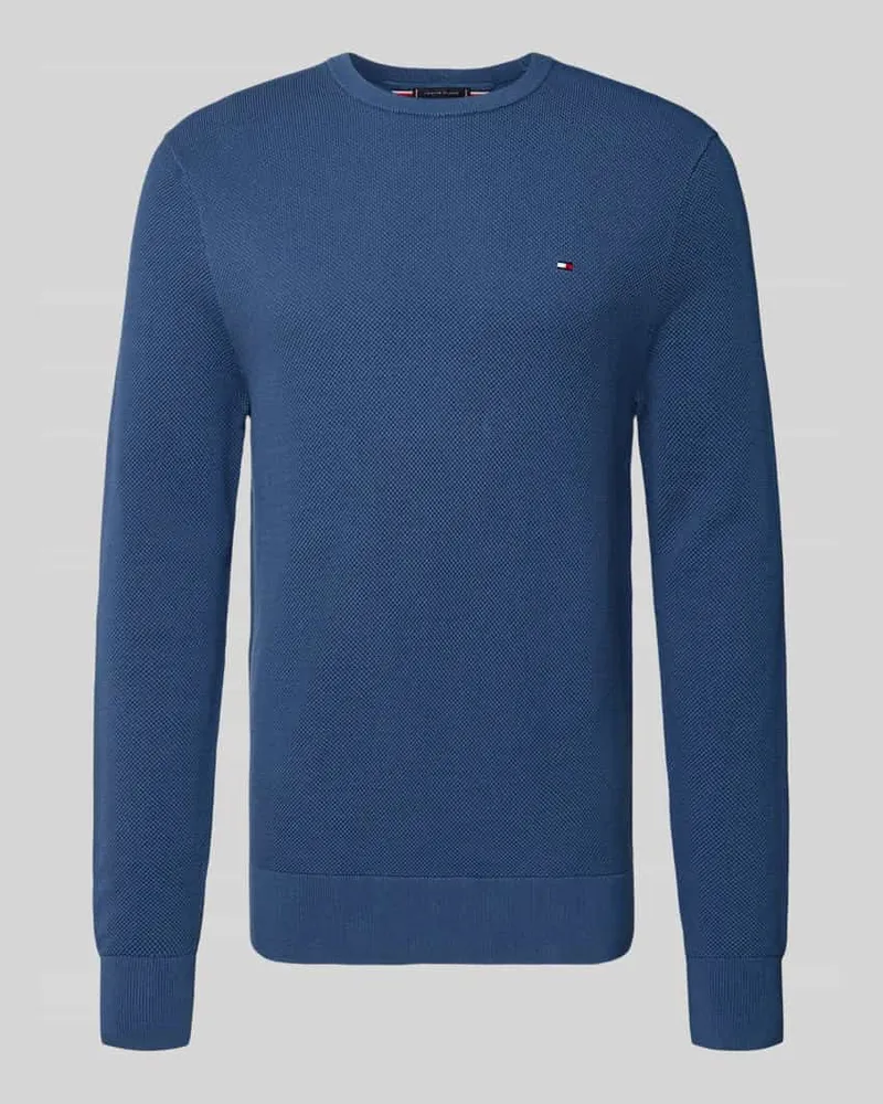 Tommy Hilfiger Regular Fit Strickpullover aus reiner Baumwolle Jeansblau