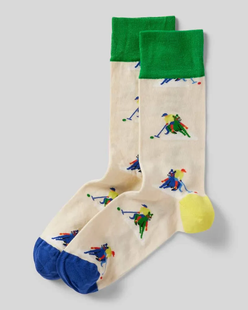 DillySocks Socken mit Motiv-Stitching Modell 'Falling For Fall Beige