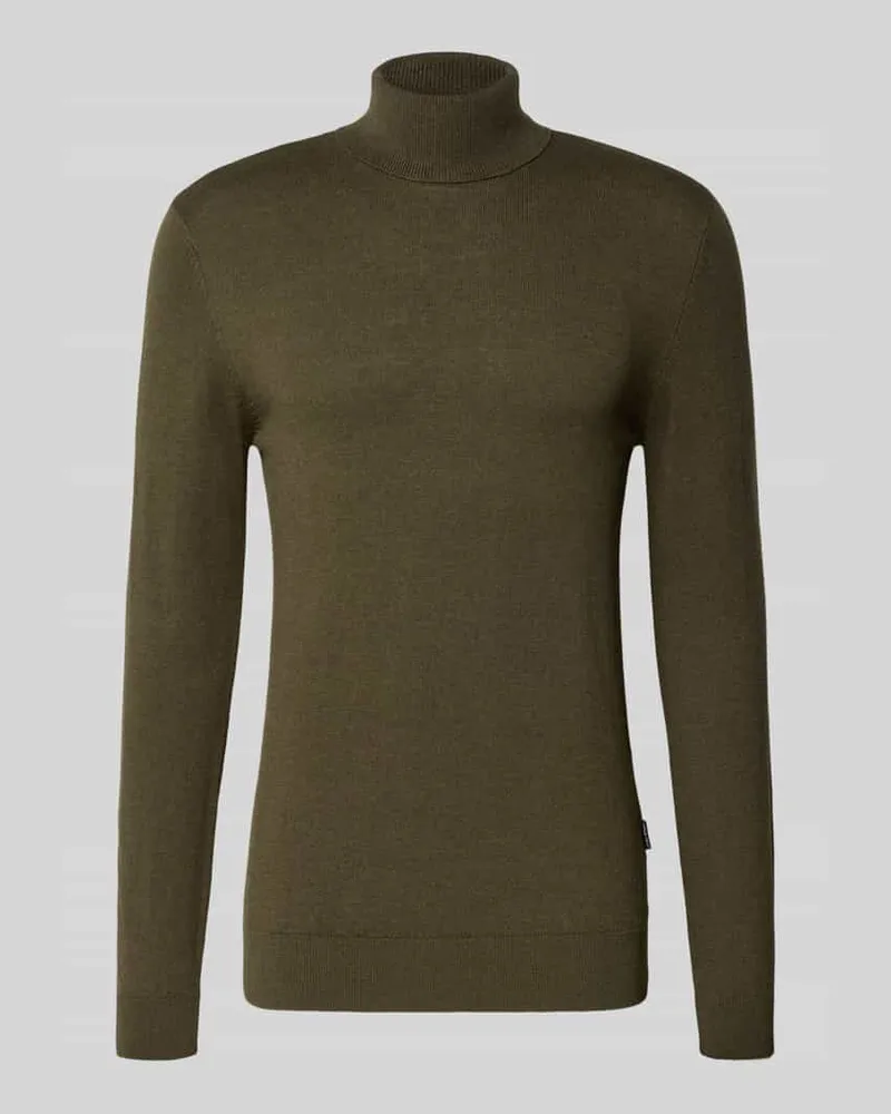 Blend Rollkragenpullover mit Label-Detail Modell 'BAGGE Oliv