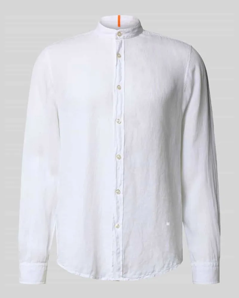 HUGO BOSS Regular Fit Freizeithemd aus reinem Leinen Modell 'RACE_1_M Weiss