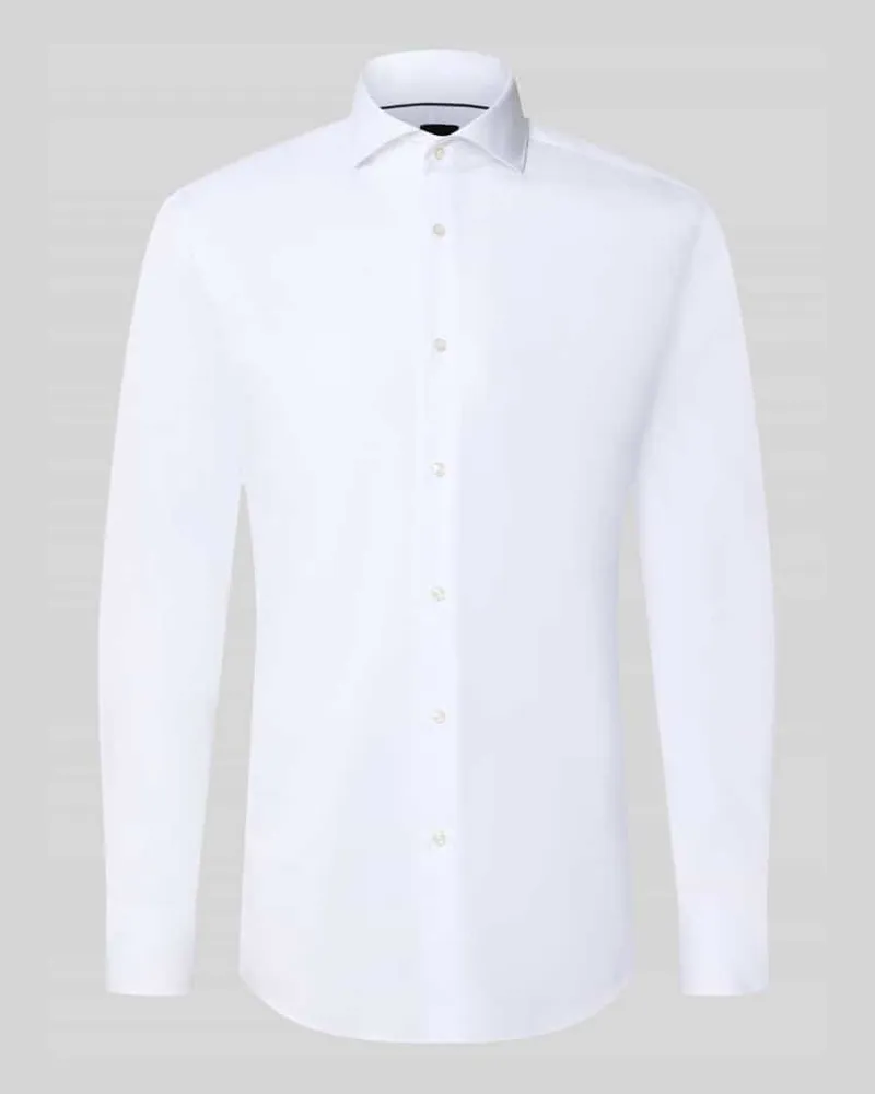 HUGO BOSS Slim Fit Businesshemd aus reiner Baumwolle Modell 'H-HANK-SP-B1-C1-263 Weiss