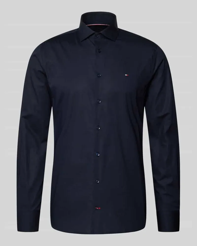 Tommy Hilfiger Slim Fit Businesshemd aus Baumwoll-Mix Marine