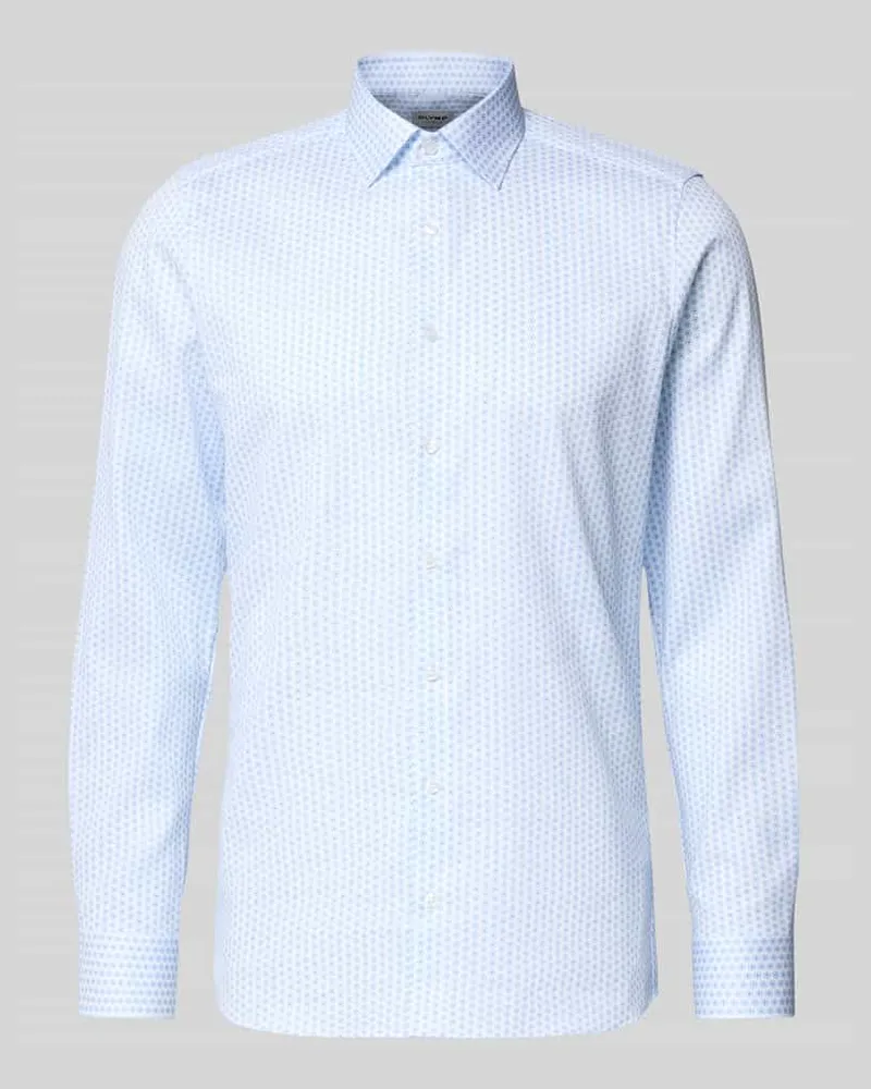 Olymp Slim Fit Businesshemd aus Baumwoll-Mix mit Kentkragen Bleu