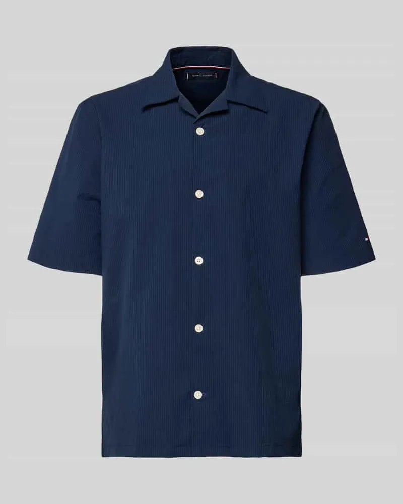 Tommy Hilfiger Relaxed Fit Freizeithemd aus Seersucker-Material Dunkelblau