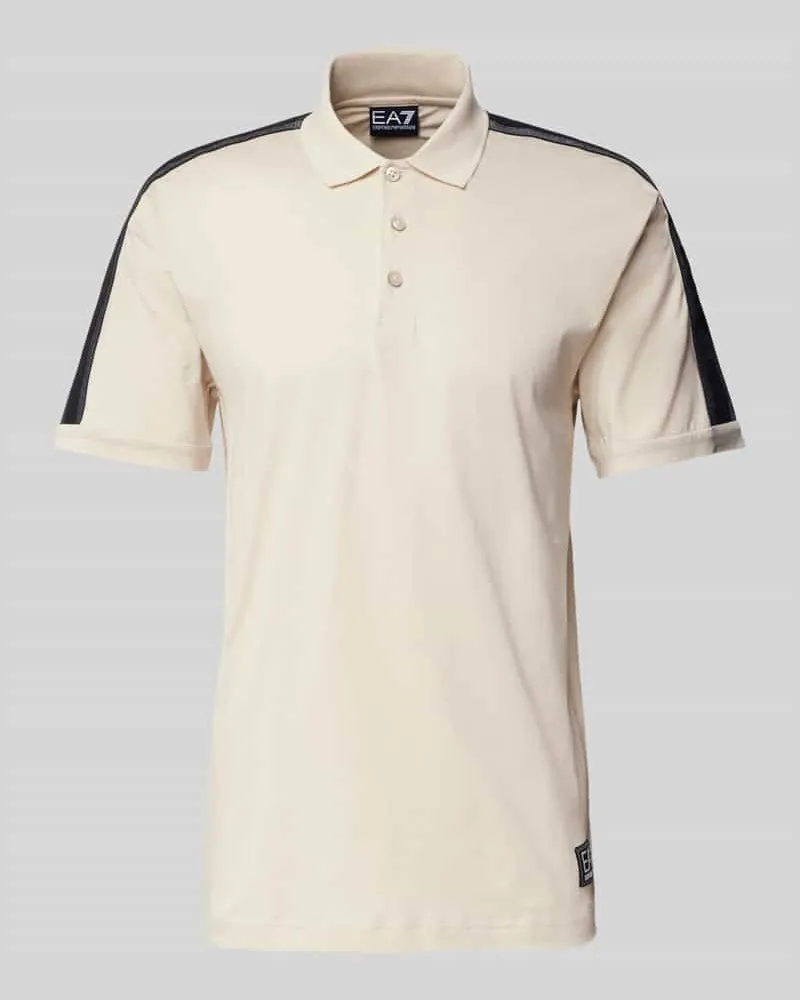 EA7 Poloshirt mit Label-Patch Offwhite