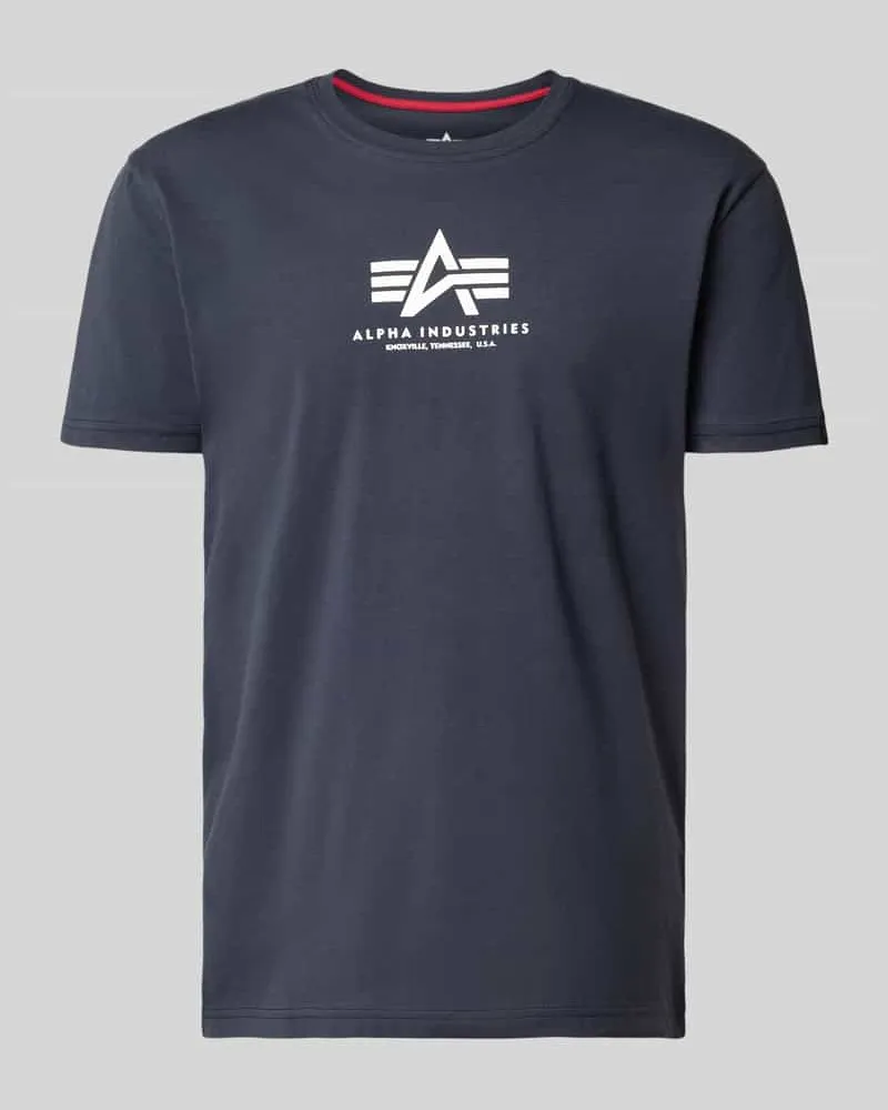 Alpha Industries T-Shirt mit Logo und Rundhalsausschnitt Dunkelblau