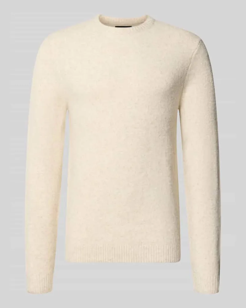 Jack & Jones Regular Fit Strickpullover aus elastischem Woll-Mix Ecru