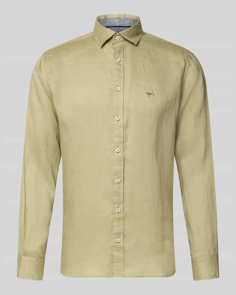 Fynch-Hatton Slim Fit Leinenhemd mit Haifischkragen Hellgruen