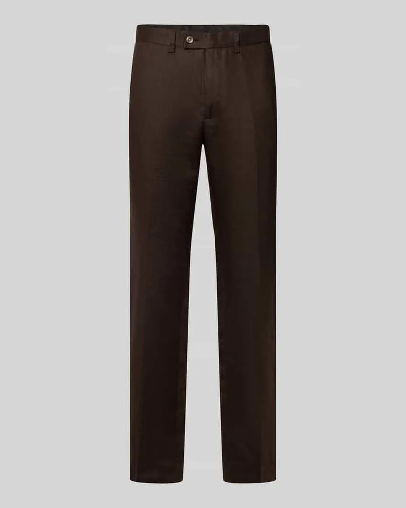Christian Berg Leinenhose mit Gesäßtaschen Mittelbraun