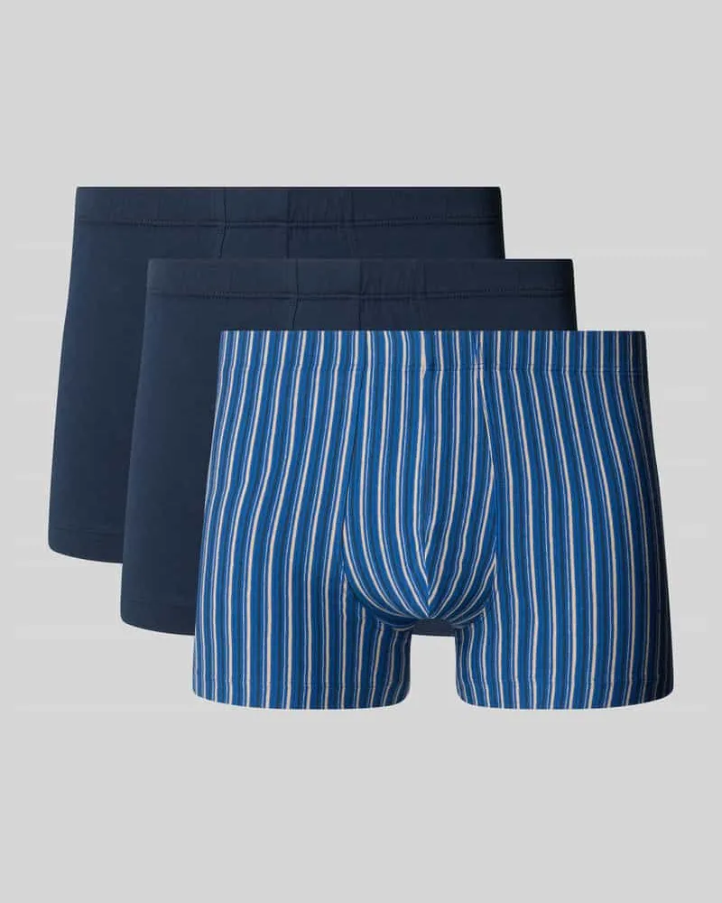 Schiesser Slim Fit Trunks aus Baumwoll-Mix im 3er-Pack Marine