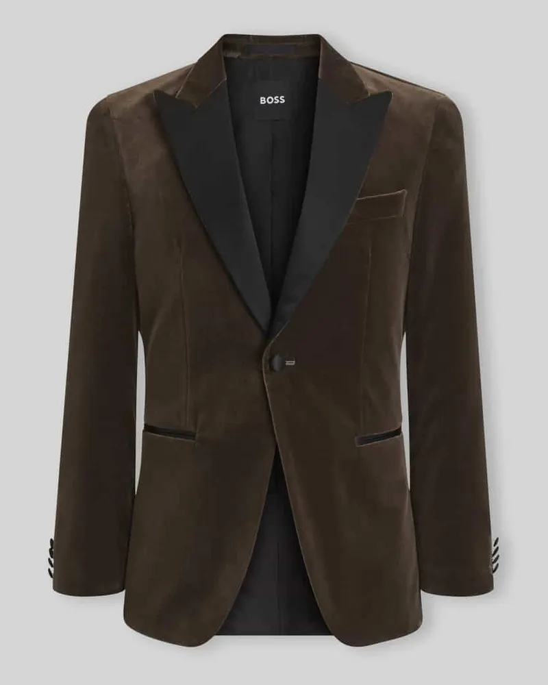 HUGO BOSS Slim Fit Sakko aus Seiden-Mix Modell 'Hutson Beige