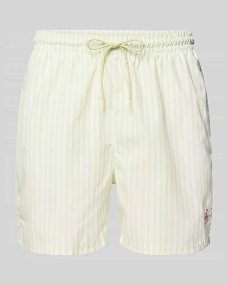 Calvin Klein Regular Fit Shorts mit Logo-Print Hellgelb
