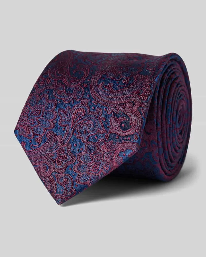 Monti Seidenkrawatte mit Paisley-Muster Bordeaux