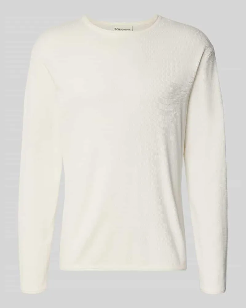 Tom Tailor Regular Fit Strickpullover aus reiner Baumwolle Offwhite