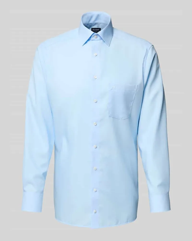Olymp Regular Fit Freizeithemd mit Logo-Stitching Modell 'New Bleu