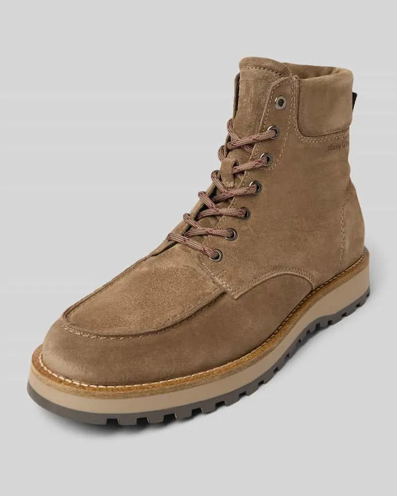 Marc O'Polo Schnürstiefel aus echtem Veloursleder Taupe