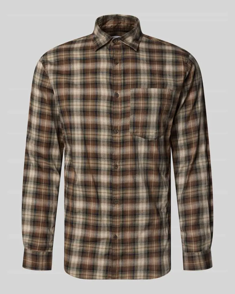 Jack & Jones Slim Fit Freizeithemd aus reiner Baumwolle Modell 'James Schoko