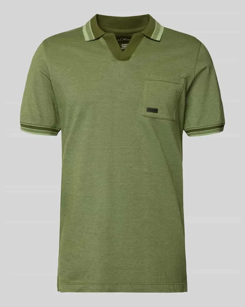 S.Oliver Regular Fit Poloshirt aus reiner Baumwolle Modell 'OPEN COLLAR POLO Gruen