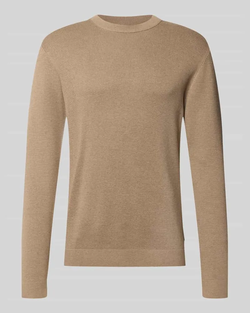 Jack & Jones Regular Fit Strickpullover aus reiner Baumwolle Modell 'MILANO Beige