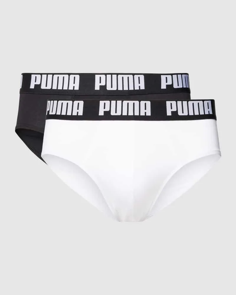 Puma Slip mit Label-Detail im 2er-Pack Weiss