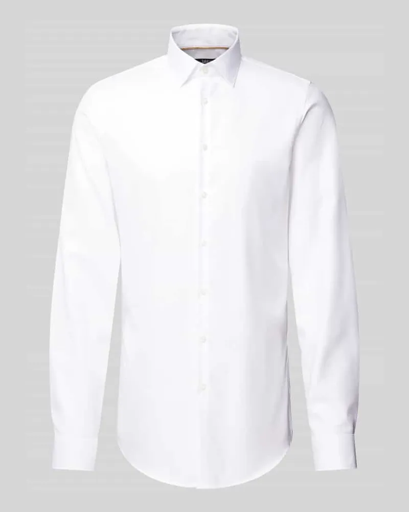 JAKE*S Slim Fit Business-Hemd mit extra langem Arm und Kentkragen Weiss