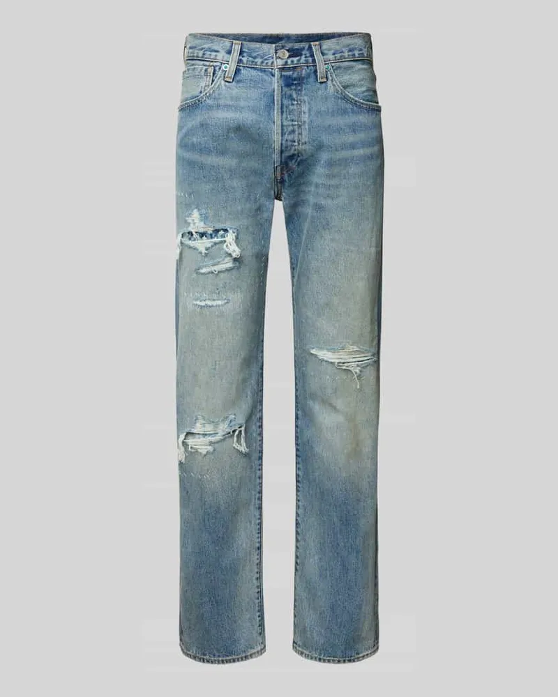 Levi's Straight Leg Jeans im Destroyed-Look Hellblau