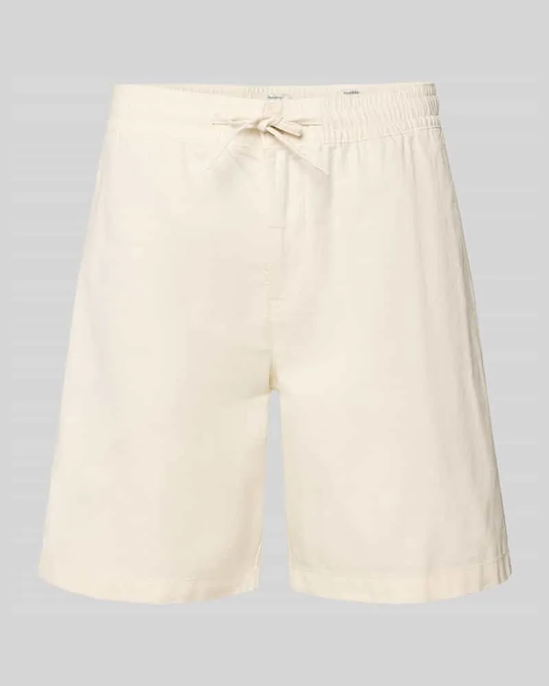 Pepe Jeans Relaxed Fit Chinoshorts aus Baumwoll-Leinen-Mix Weiss
