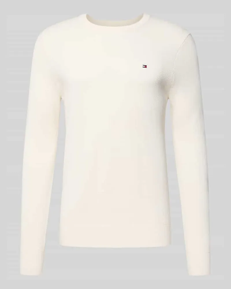 Tommy Hilfiger Regular Fit Strickpullover aus reiner Baumwolle Ecru