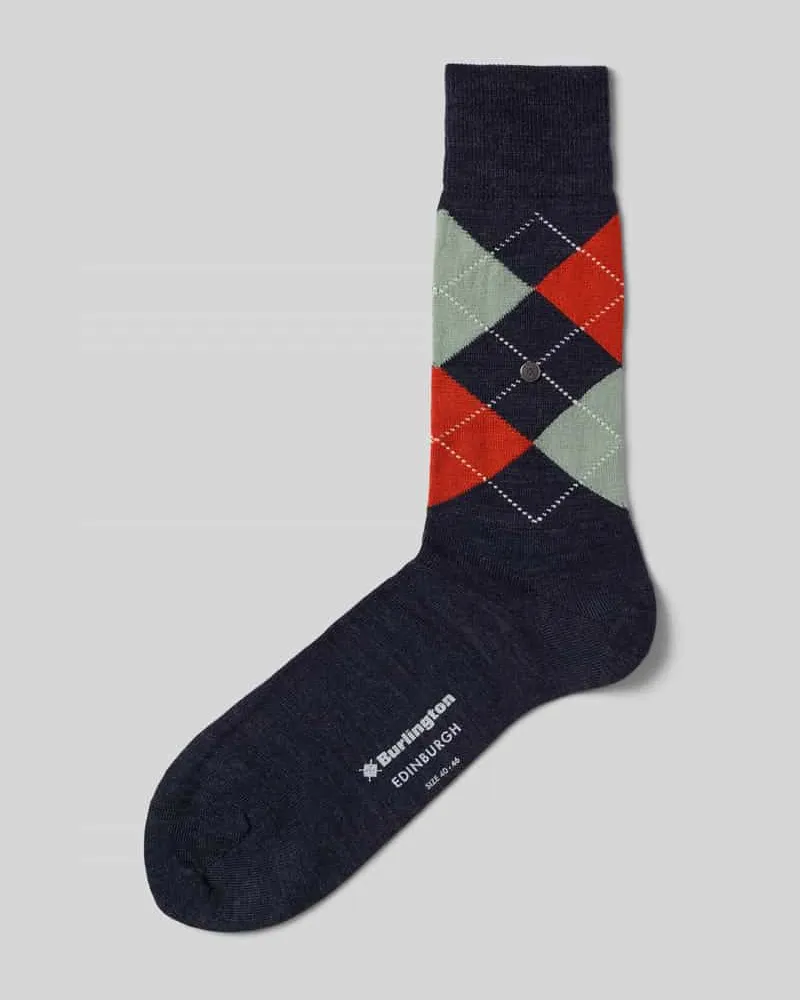 Burlington Socken aus Schurwoll-Mix Modell 'EDINBURGH Marine