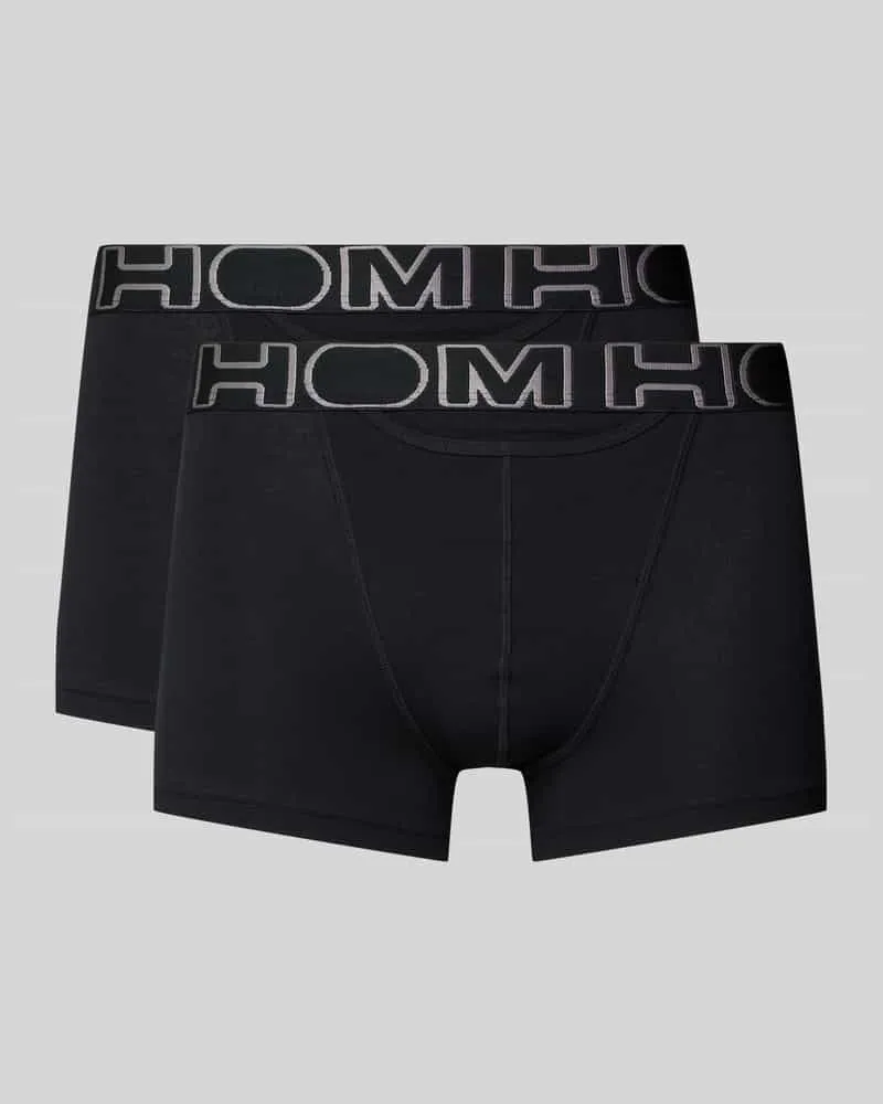 HOM Boxershorts mit elastischem Label-Bund im 2er-Pack Black