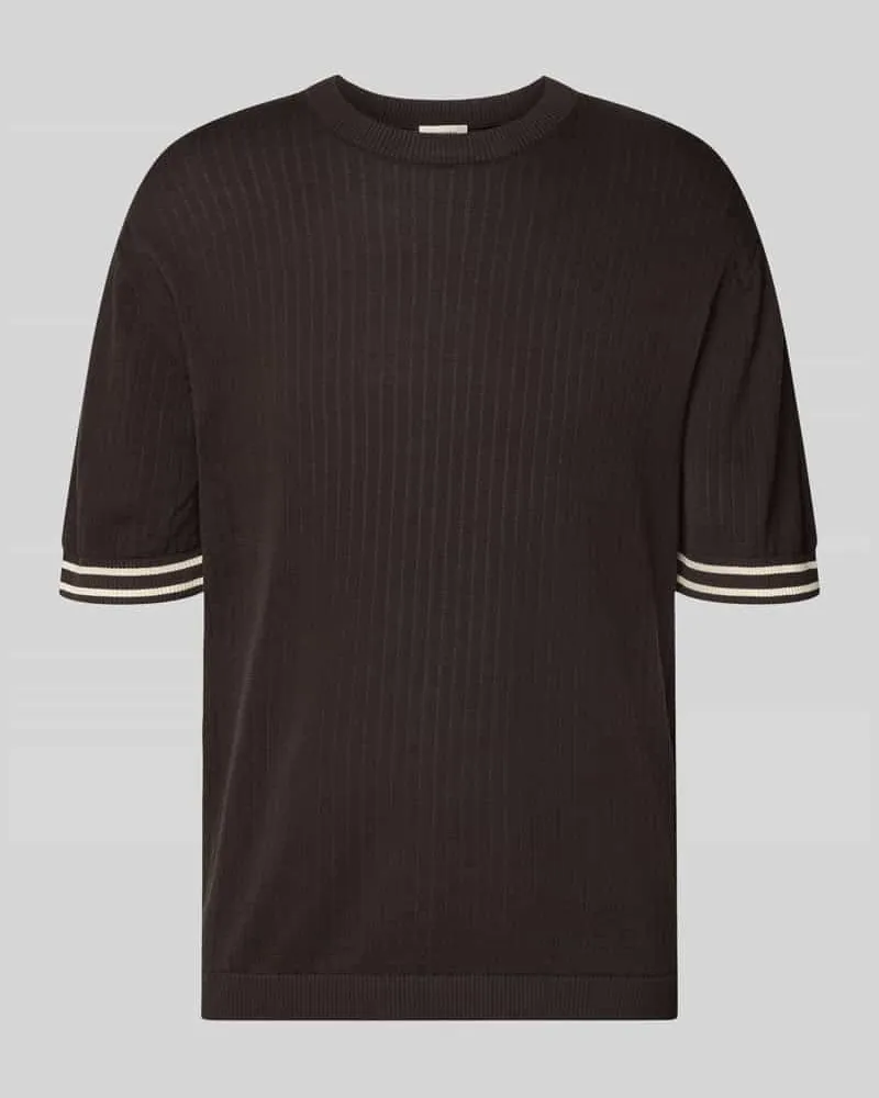 Drykorn Strickshirt mit Rundhalsausschnitt Modell 'DERICO Dunkelbraun