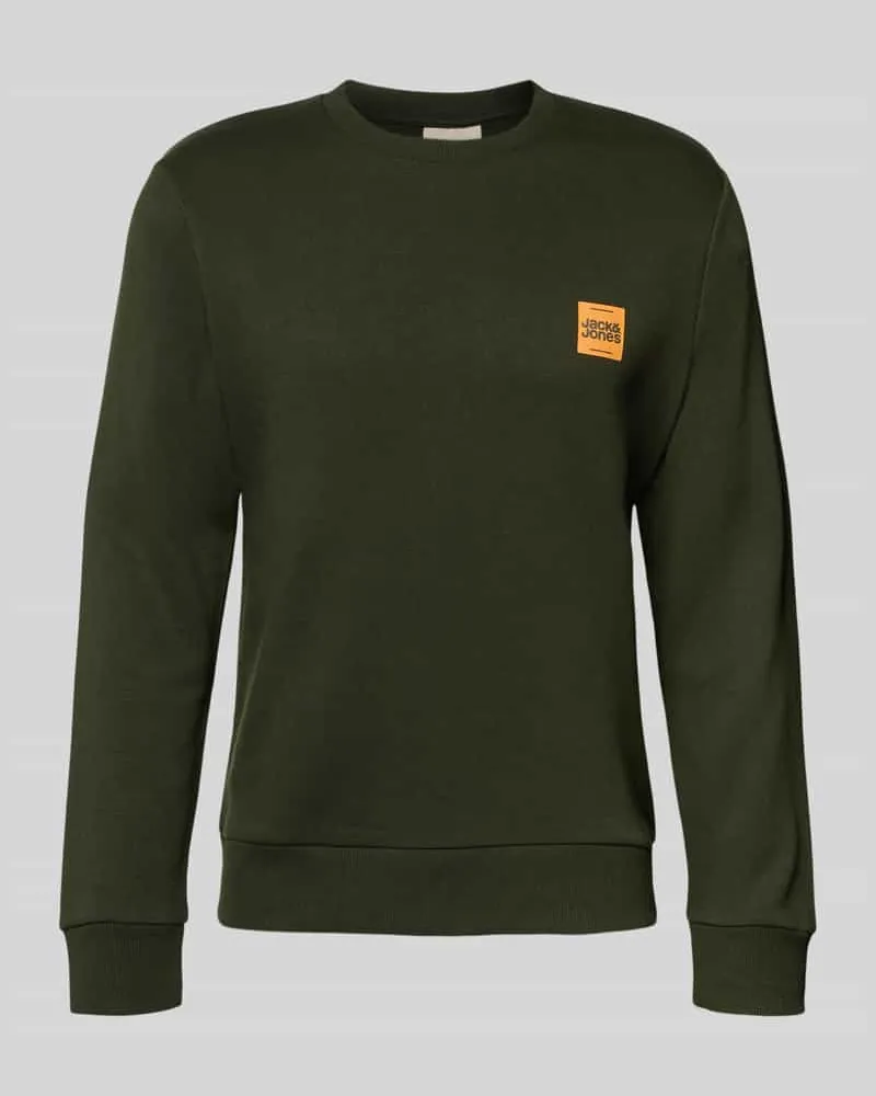 Jack & Jones Sweatshirt mit Label-Print Modell 'BRANDY Dunkelgruen