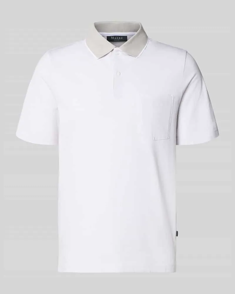 Maerz Regular Fit Poloshirt mit Strukturmuster und Brusttasche Silber