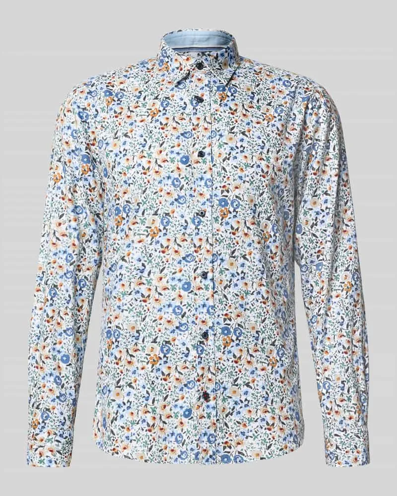 Olymp Casual Fit Freizeithemd mit Kentkragen und Sportmanschetten Weiss
