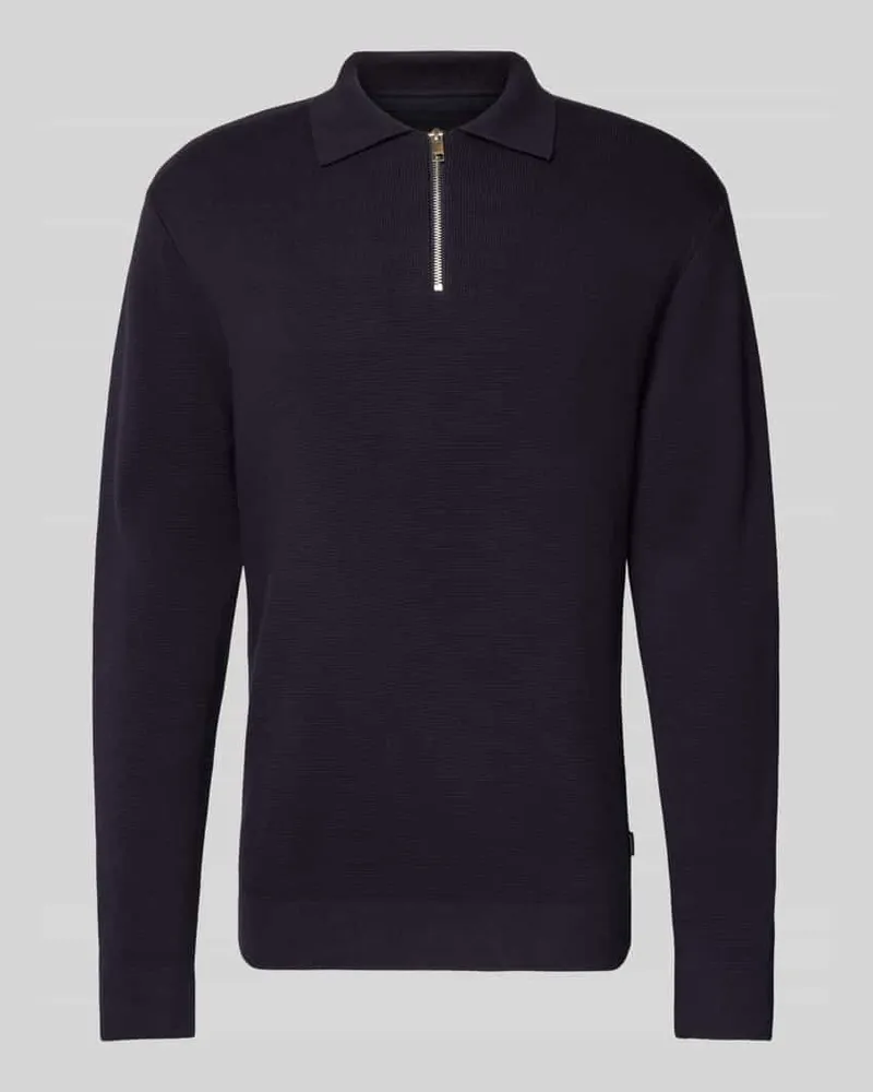 Jack & Jones Strickpullover mit gerippten Abschlüssen Modell 'MILANO Black