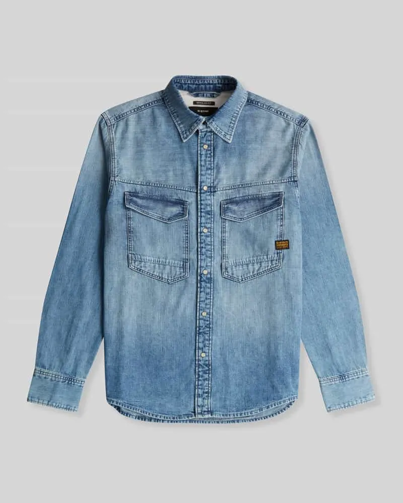 G-STAR RAW Relaxed Fit Jeanshemd aus reiner Baumwolle mit Druckknöpfen Jeansblau