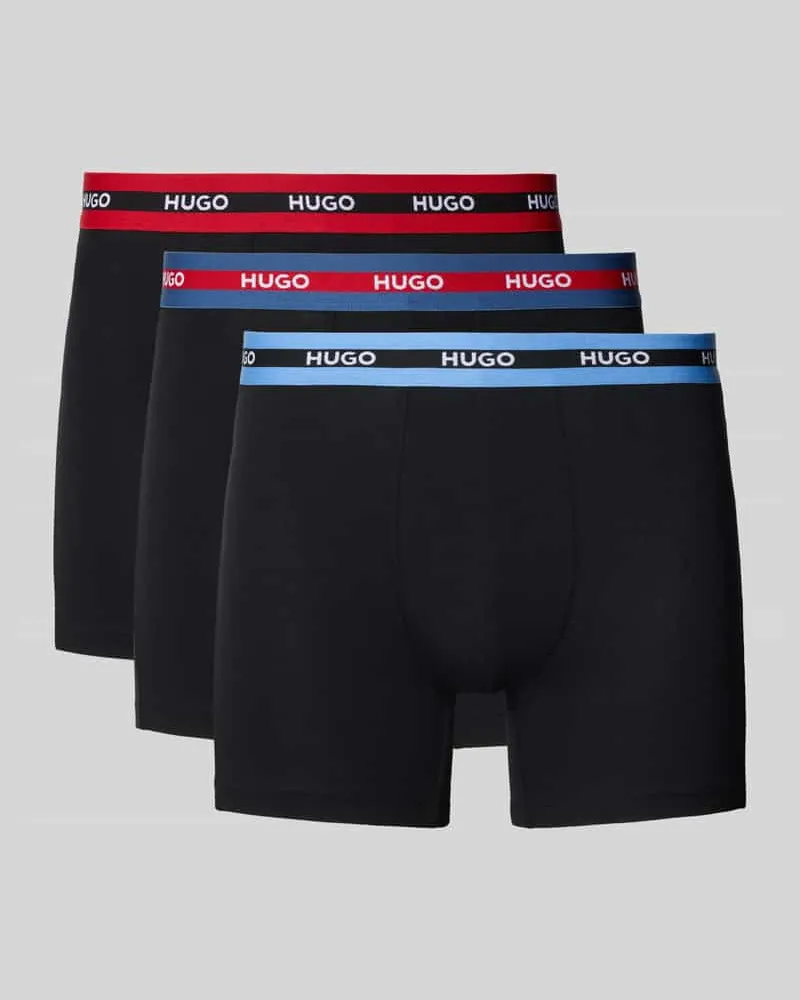 HUGO BOSS Boxershorts mit elastischem Logo-Bund im 3er-Pack Black