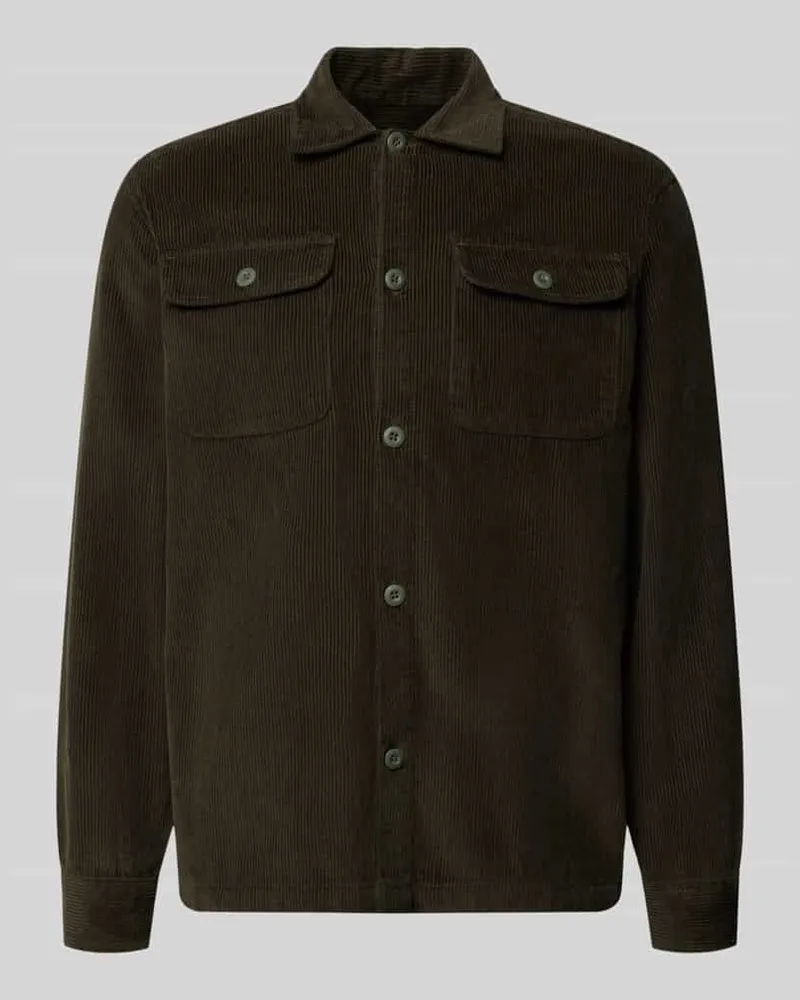 Jack & Jones Regular Fit Hemdjacke aus Cord Modell 'REGENT Oliv