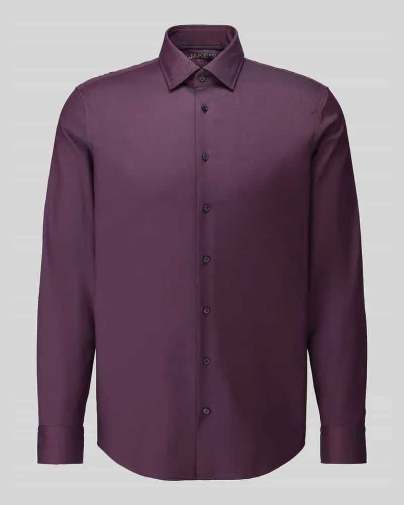 JAKE*S Slim Fit Businesshemd mit Kentkragen Aubergine