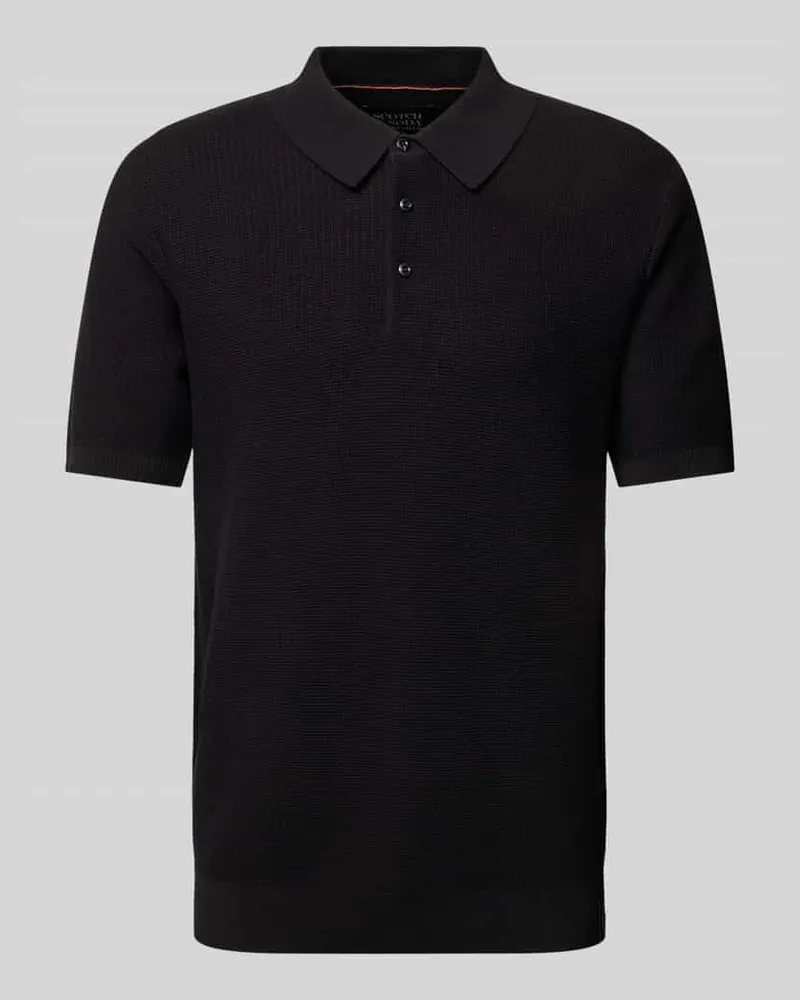 Scotch&Soda Regular Fit Poloshirt mit Strukturmuster Black