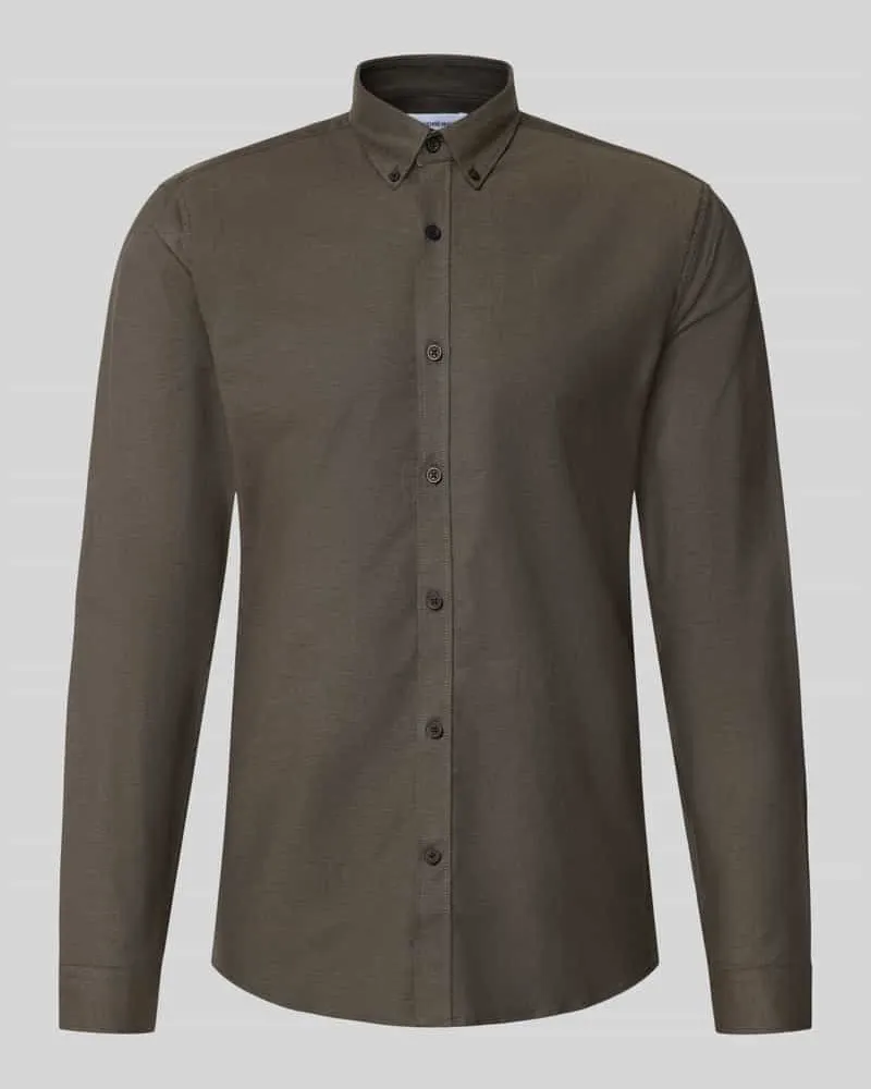 Lindbergh Regular Fit Freizeithemd aus Baumwoll-Mix Modell 'Oxford Anthrazit