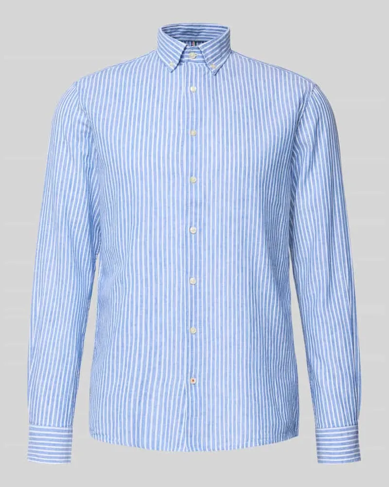 cinque Slim Fit Freizeithemd aus Leinen-Mix Modell 'Stone Hellblau