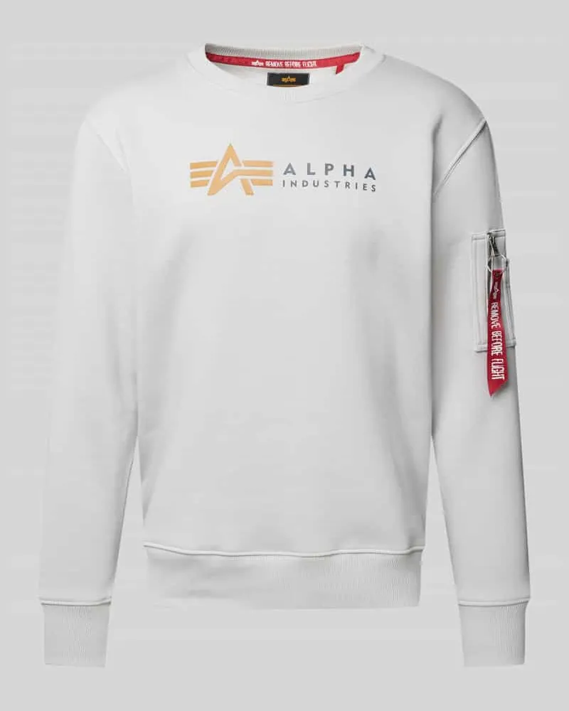 Alpha Industries Sweatshirt mit Label-Print und Reißverschlusstasche 