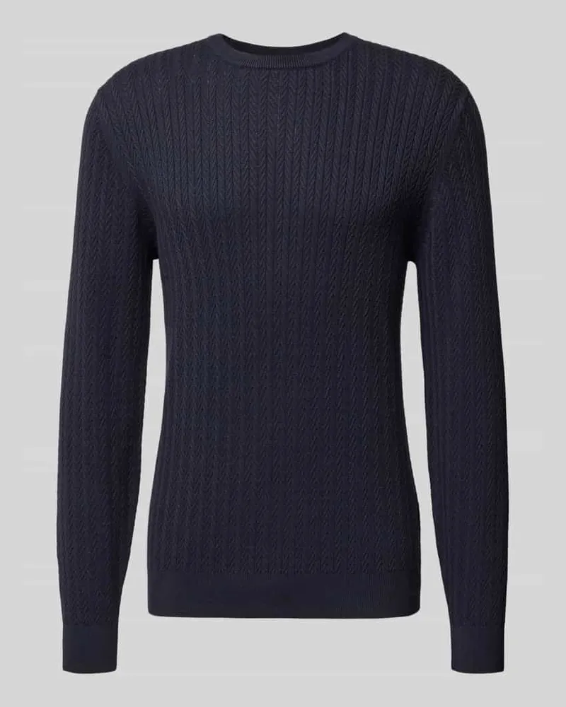 Christian Berg Strickpullover mit gerippten Abschlüssen Marine