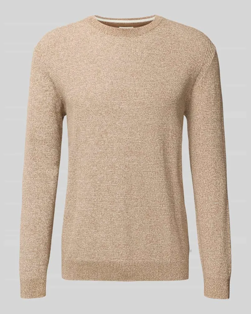 Tom Tailor Regular Fit Strickpullover aus reiner Baumwolle Hellbraun