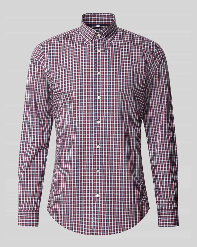 JAKE*S Slim Fit Businesshemd aus reiner Baumwolle Bordeaux