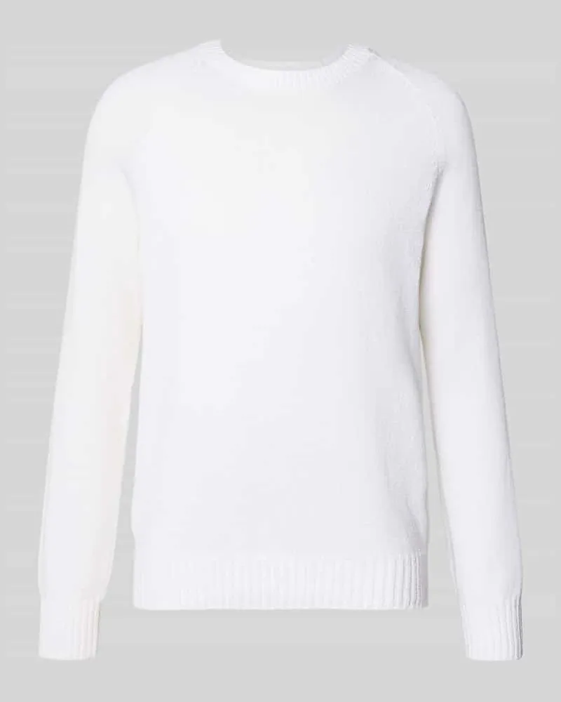 Gran Sasso Strickpullover aus Baumwoll-Kaschmir-Mix mit Rundhalsausschnitt Offwhite
