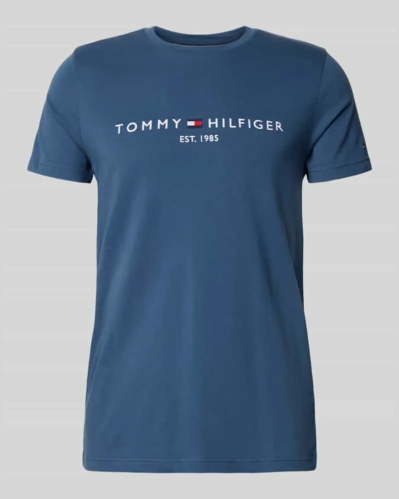 Tommy Hilfiger Slim Fit T-Shirt aus reiner Baumwolle Jeansblau