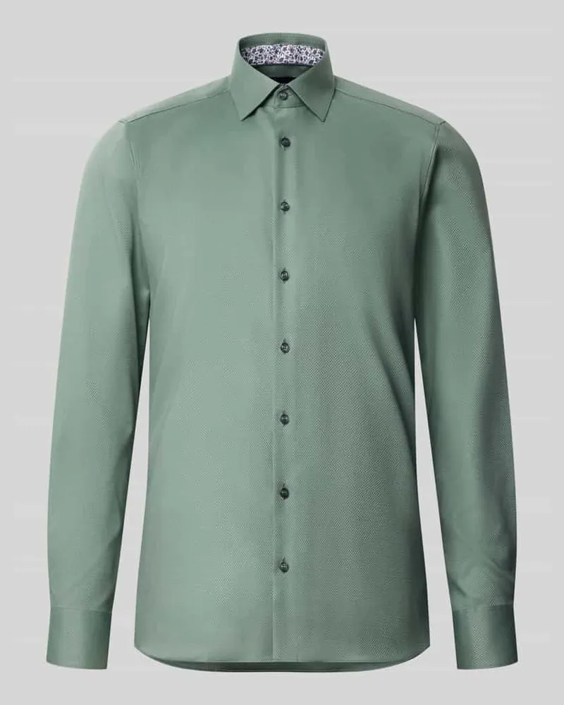Olymp Slim Fit Businesshemd mit Kentkragen Gruen
